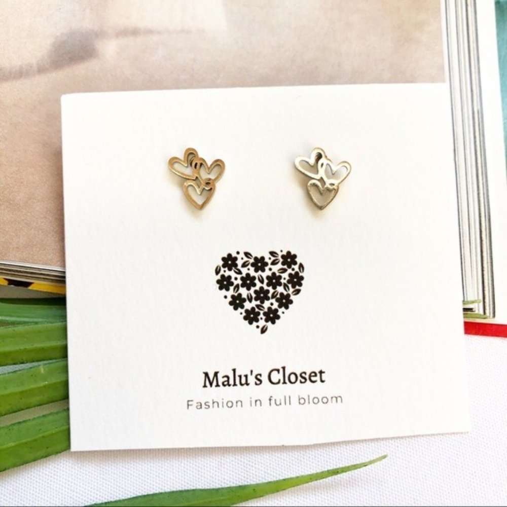 Dainty Silver Hearts Love Earrings Stainless Steel